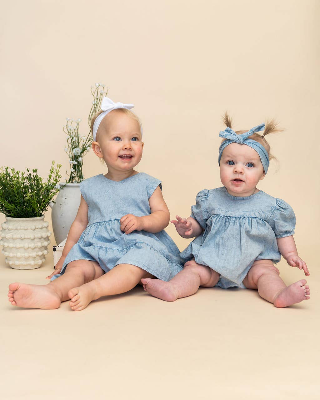 River Soft Hand-Dyed Denim Baby Dress + Bloomer (Organic)