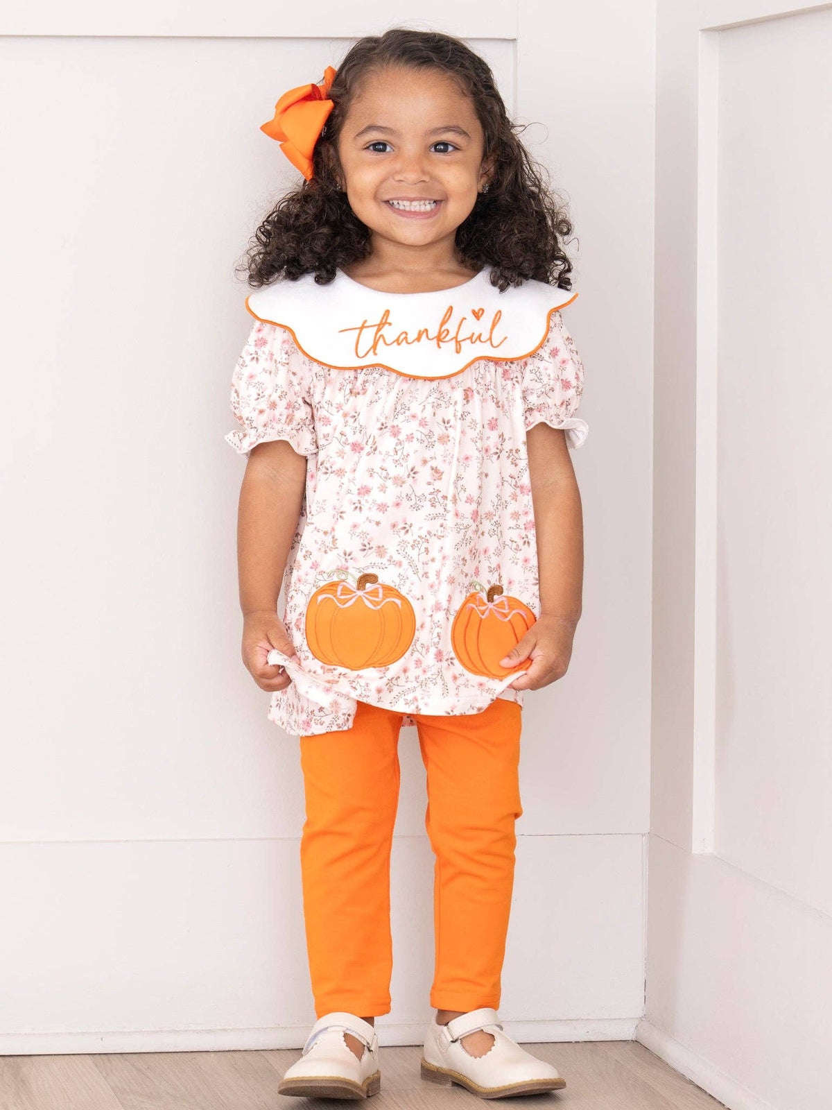 Thankful Pumpkin Embroidered Outfit