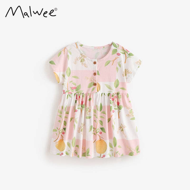 Girls' Cotton Princess Dress With Cartoon Design