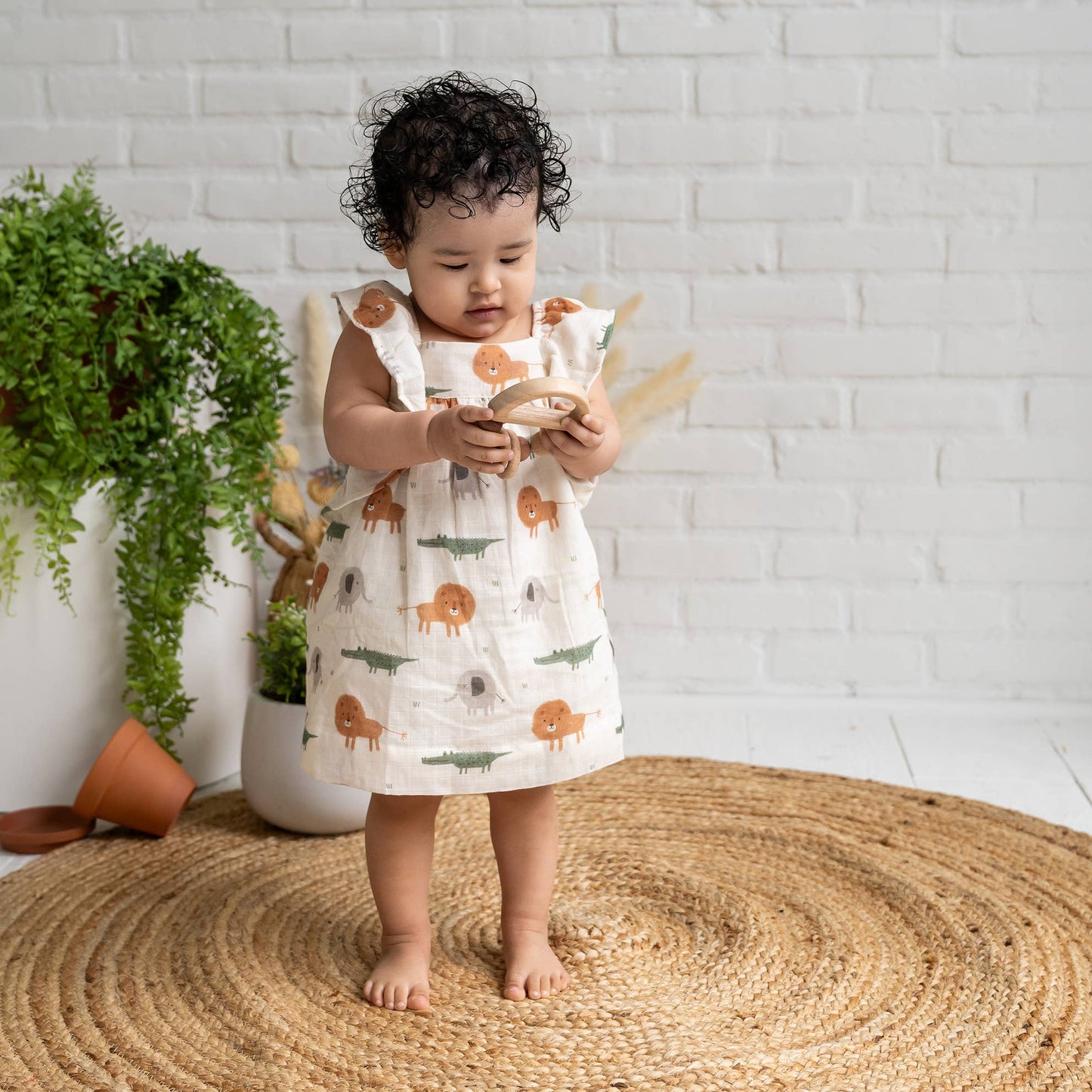 Savannah Flutter & Smocked Baby Dress (Organic Muslin)