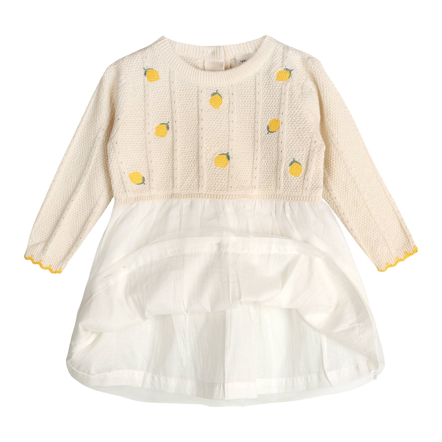 Lemon Embroidered Cable Knit Tutu Baby Dress (Organic)