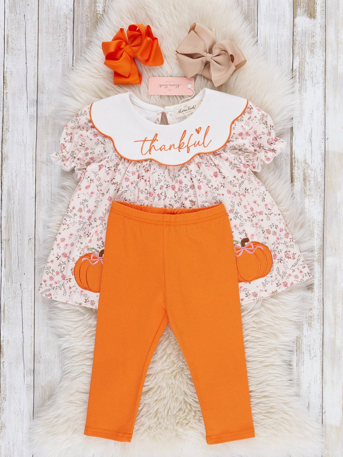Thankful Pumpkin Embroidered Outfit