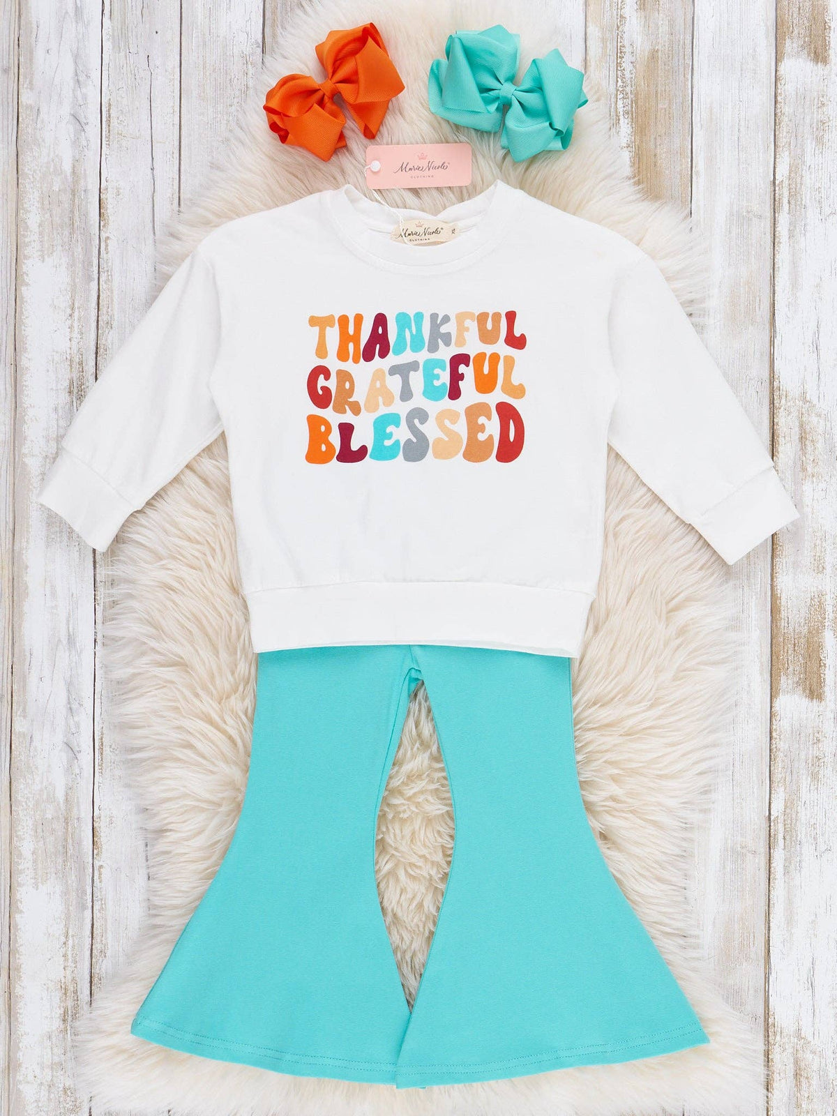 "Blessed, Grateful, Thankful" Bell Bottom Outfit