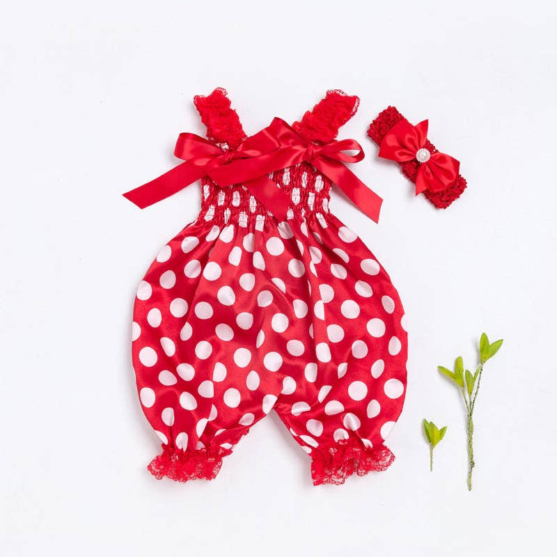 Trendy Lace Strap Jumpsuit for Baby Girls with Bow