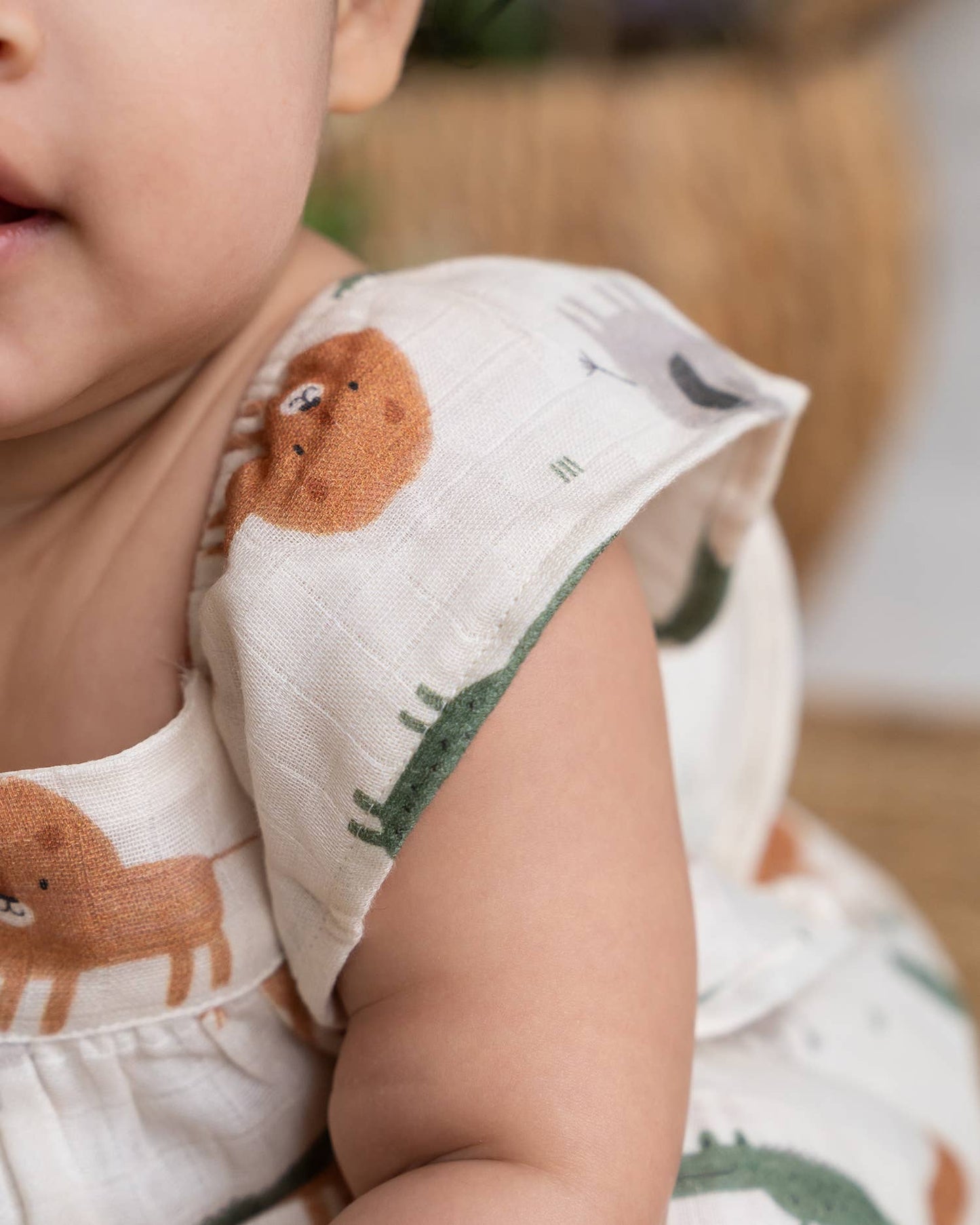 Savannah Flutter & Smocked Baby Dress (Organic Muslin)