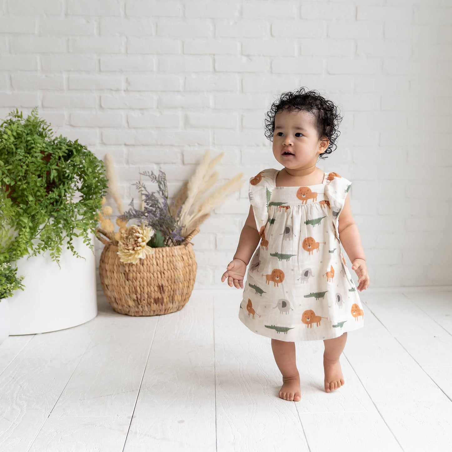 Savannah Flutter & Smocked Baby Dress (Organic Muslin)