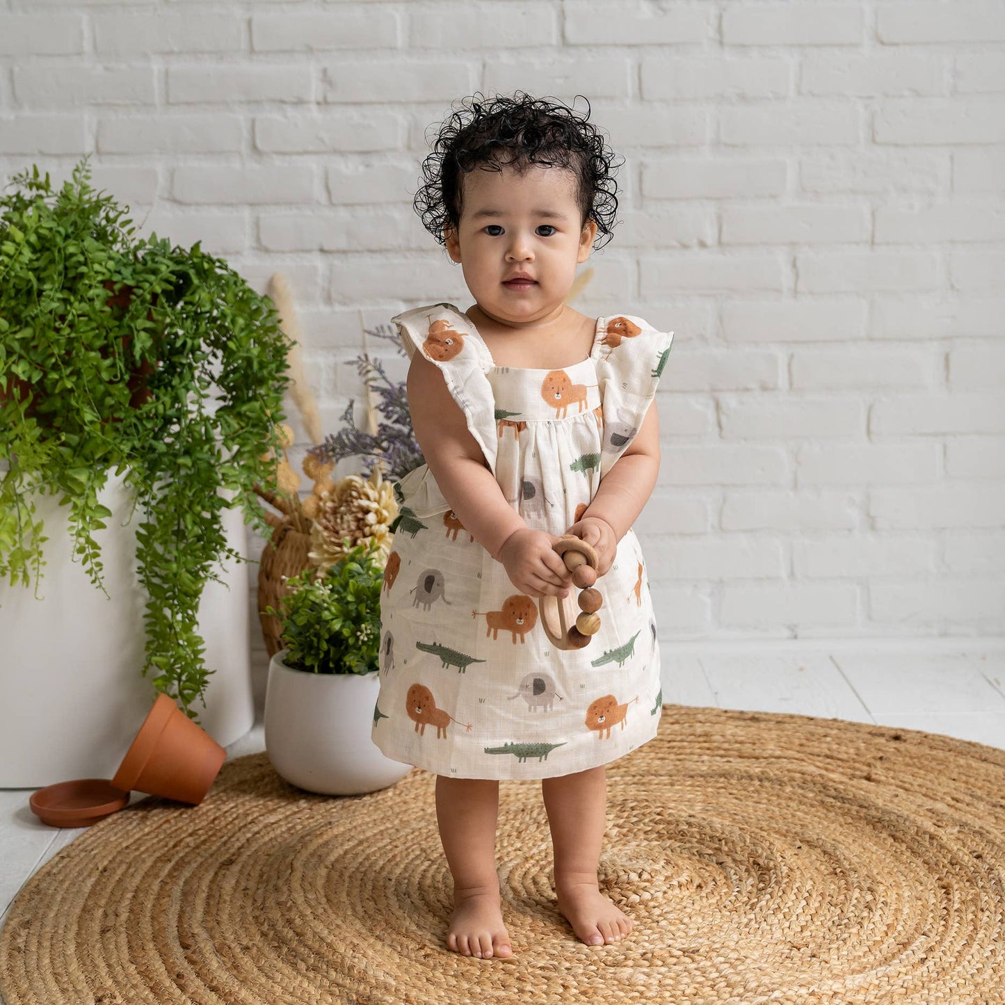 Savannah Flutter & Smocked Baby Dress (Organic Muslin)