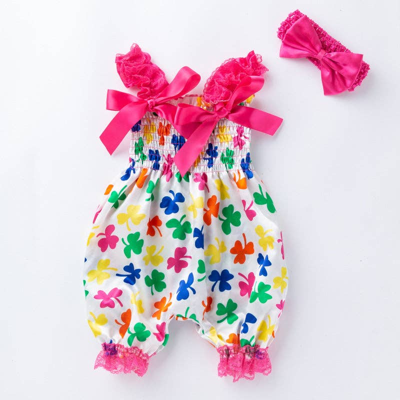 Trendy Lace Strap Jumpsuit for Baby Girls with Bow