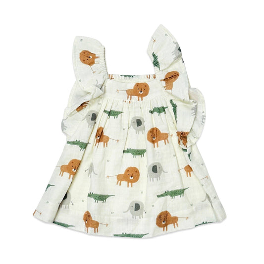 Savannah Flutter & Smocked Baby Dress (Organic Muslin)