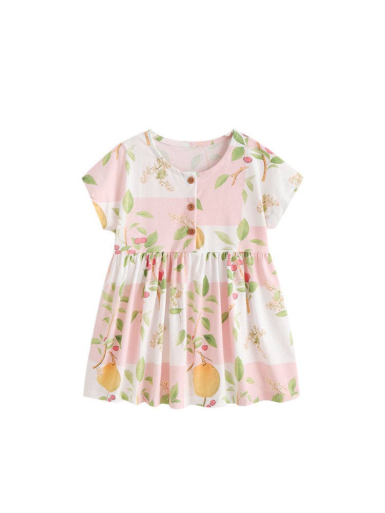 Girls' Cotton Princess Dress With Cartoon Design