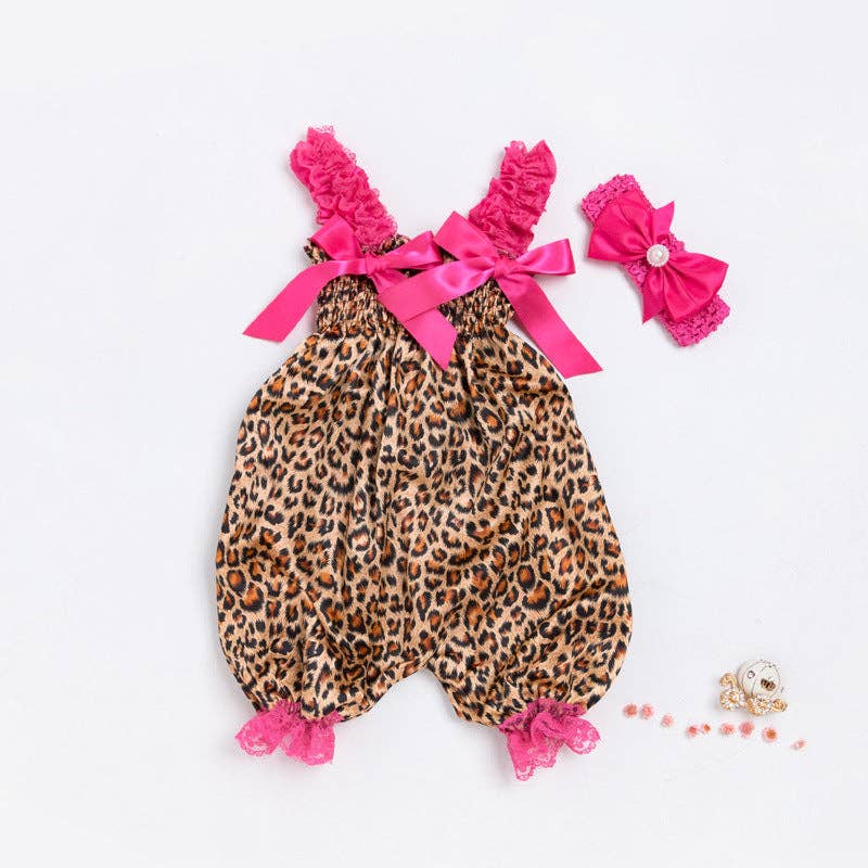 Trendy Lace Strap Jumpsuit for Baby Girls with Bow