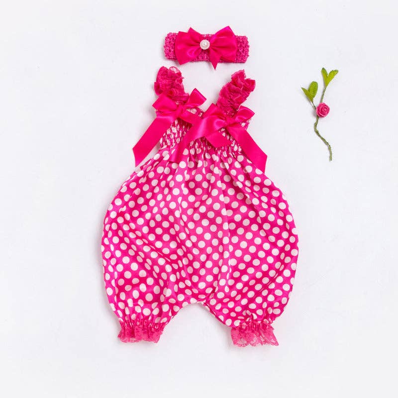 Trendy Lace Strap Jumpsuit for Baby Girls with Bow