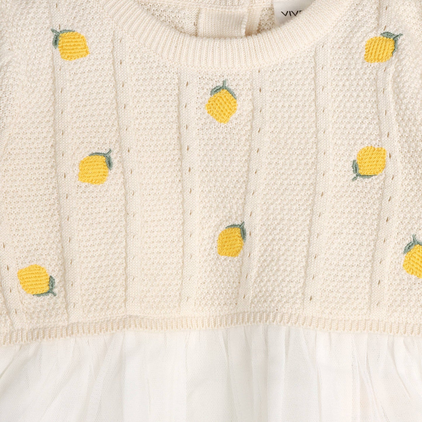 Lemon Embroidered Cable Knit Tutu Baby Dress (Organic)