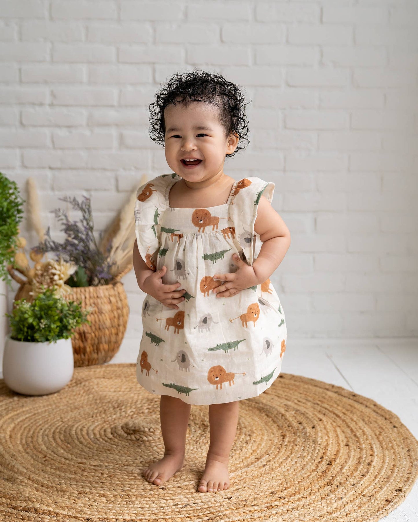Savannah Flutter & Smocked Baby Dress (Organic Muslin)