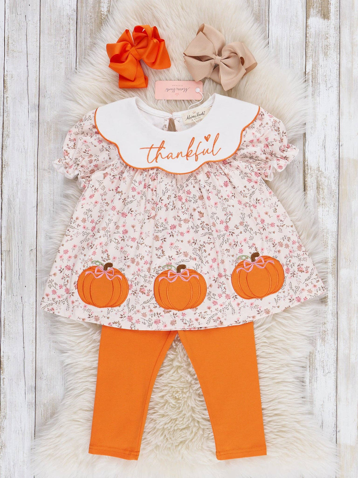 Thankful Pumpkin Embroidered Outfit