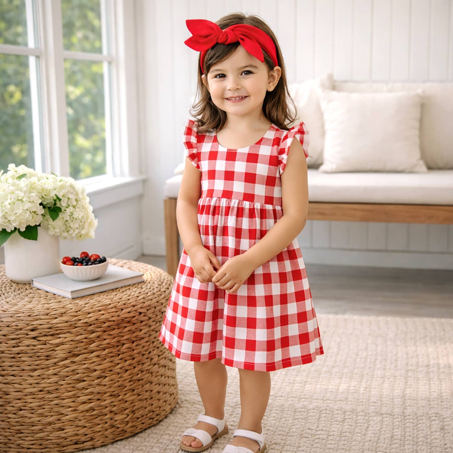 Picnic Plaid Soft Bamboo Summer Dress for Girls