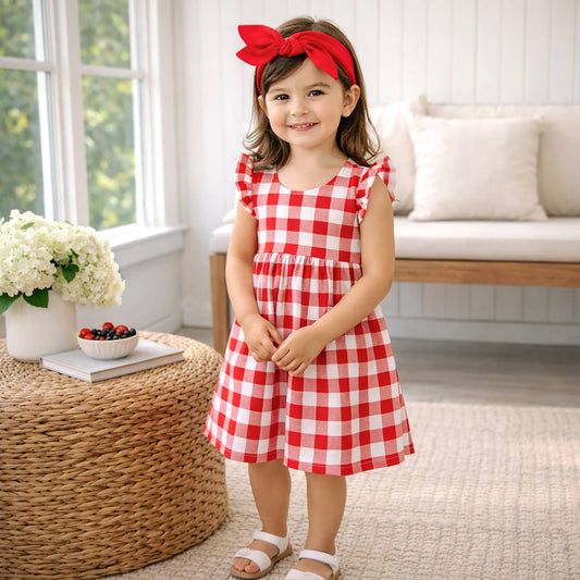Picnic Plaid Soft Bamboo Summer Dress for Girls
