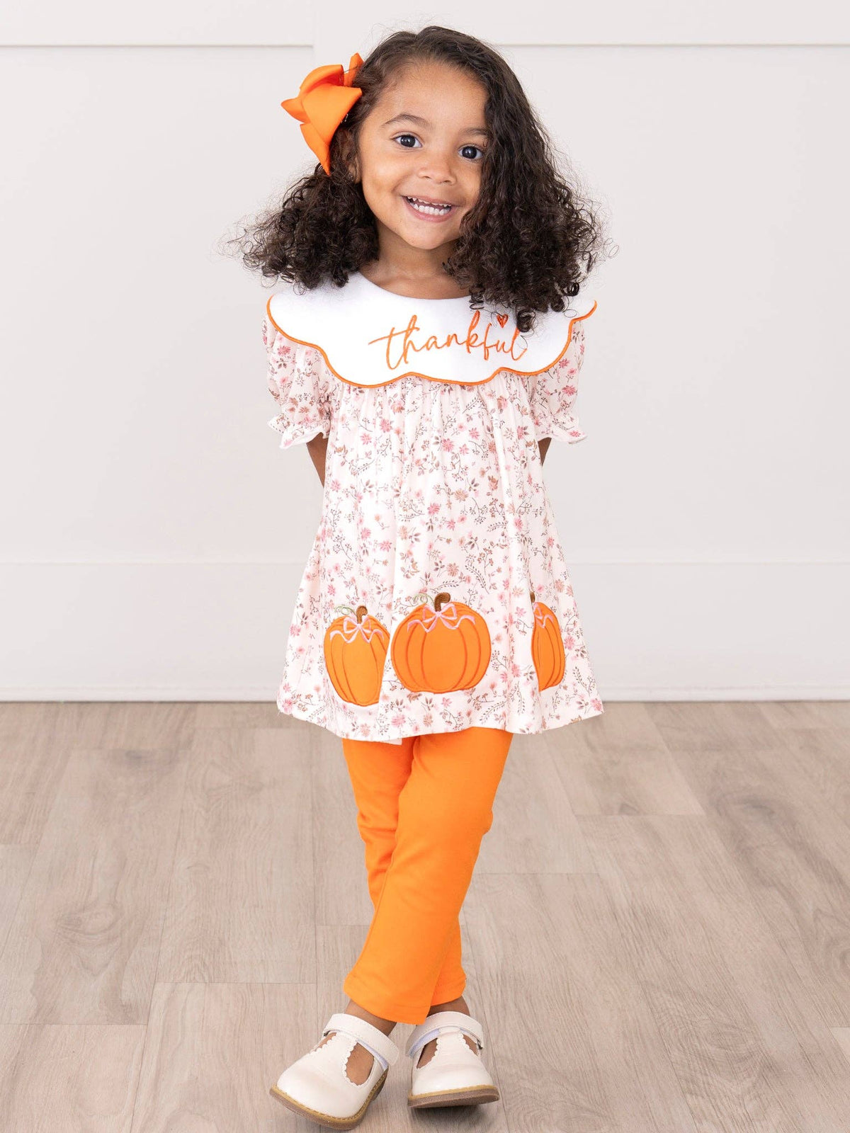 Thankful Pumpkin Embroidered Outfit