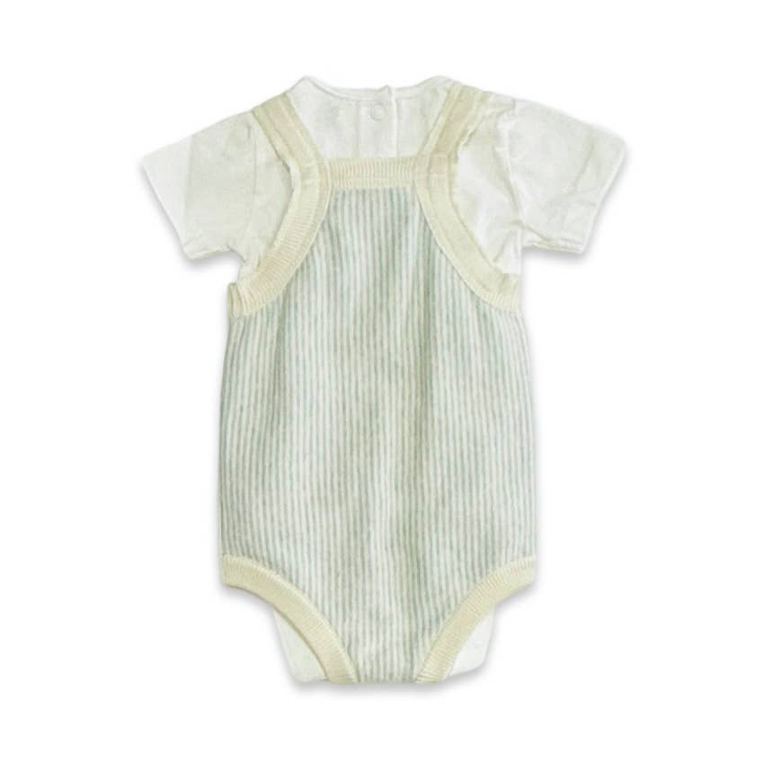 Lemon Stripe Embroidered Knit Baby Romper Set (Organic Cotto