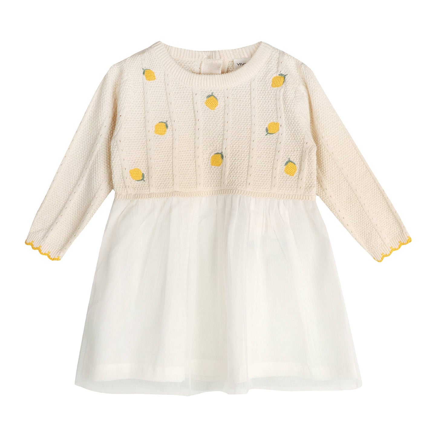 Lemon Embroidered Cable Knit Tutu Baby Dress (Organic)