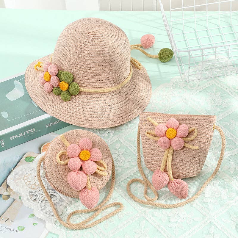 Cute Woven Sun Hat and Bag Set for Kids