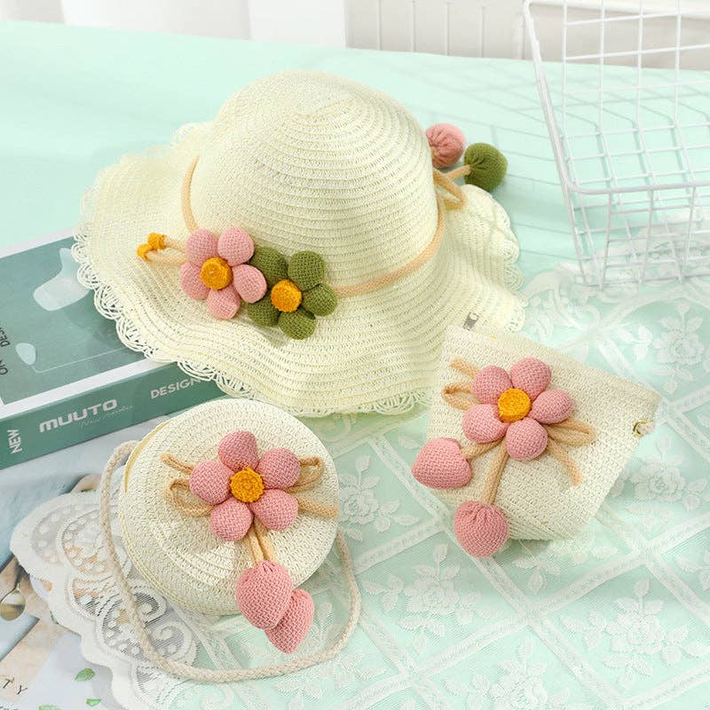 Cute Woven Sun Hat and Bag Set for Kids