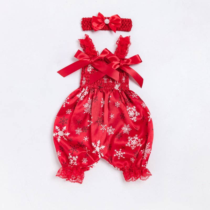Trendy Lace Strap Jumpsuit for Baby Girls with Bow