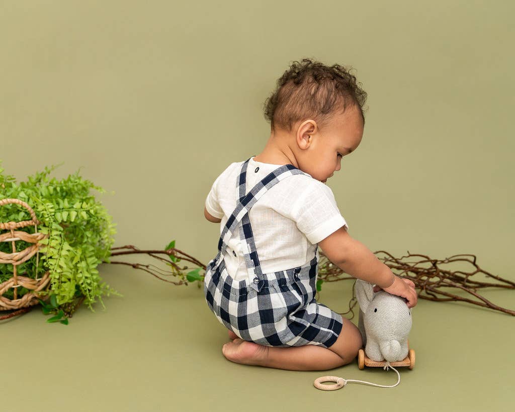 Raphael Checker Gingham Romper + Shirt Set (Organic Cotton)
