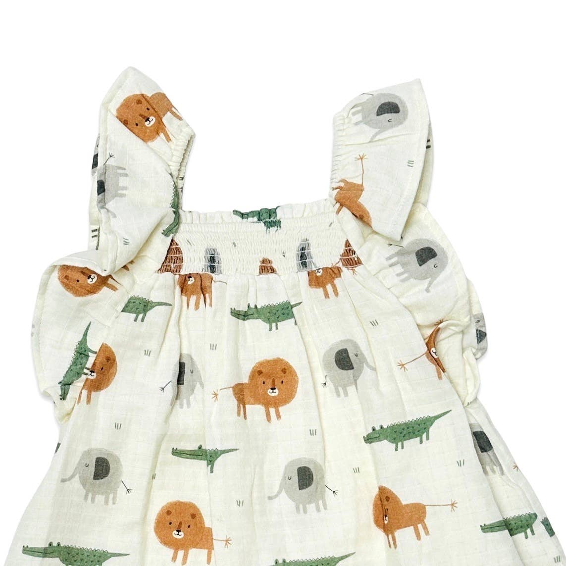 Savannah Flutter & Smocked Baby Dress (Organic Muslin)