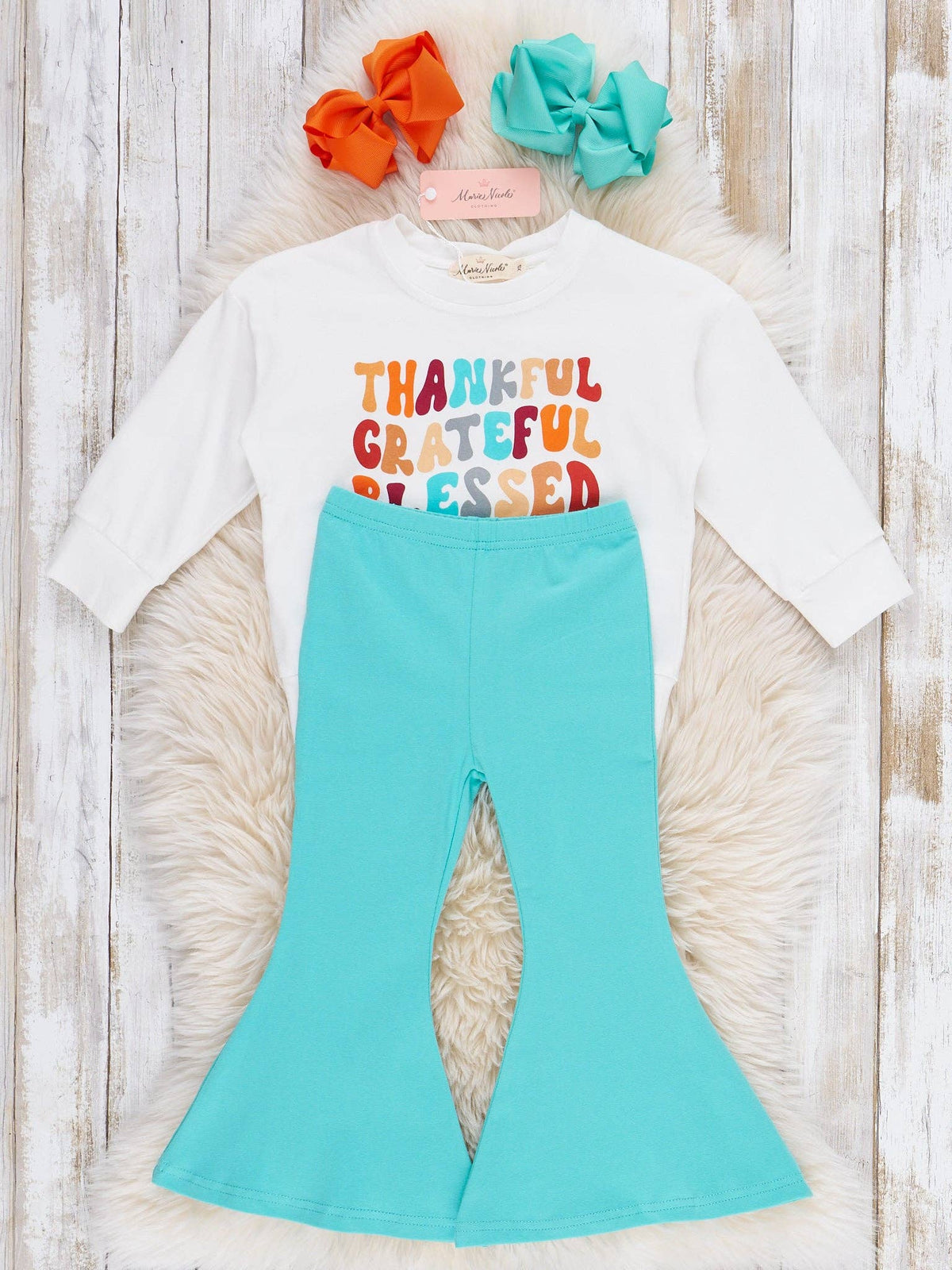 "Blessed, Grateful, Thankful" Bell Bottom Outfit